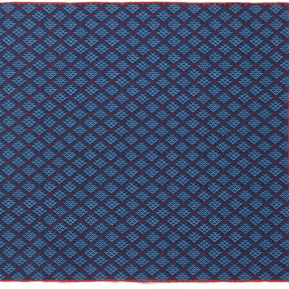 Gucci GG Diamond Pocket Square with Red in Blue New! - Picture 2 of 3